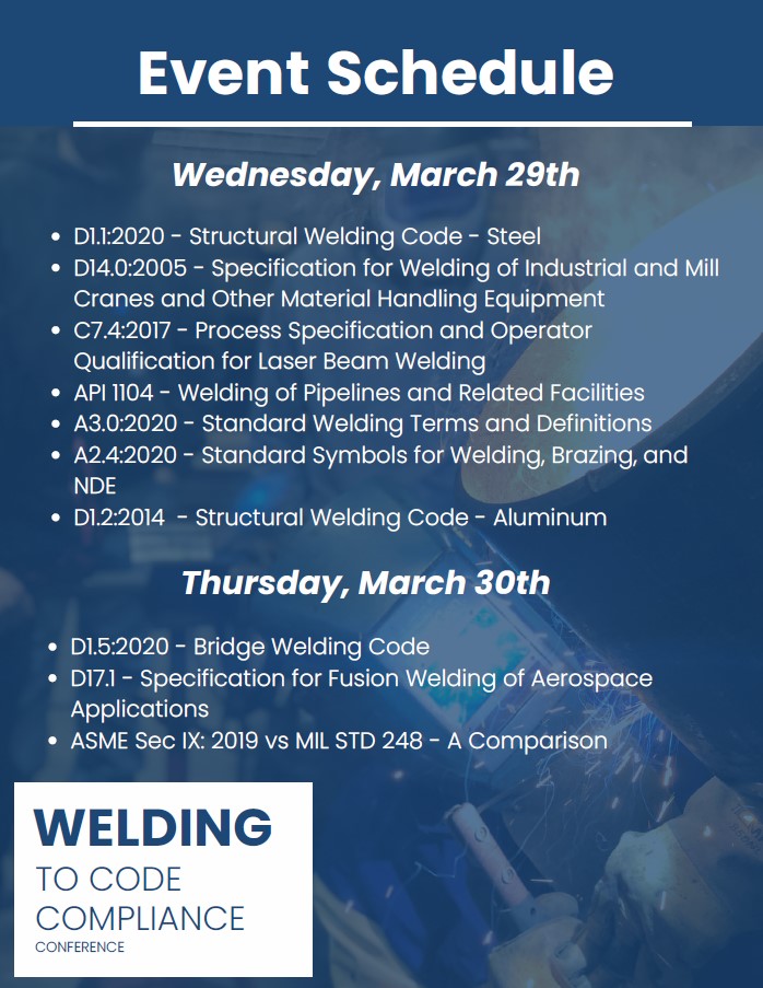 Welding to Code Compliance Event Overview Flyer