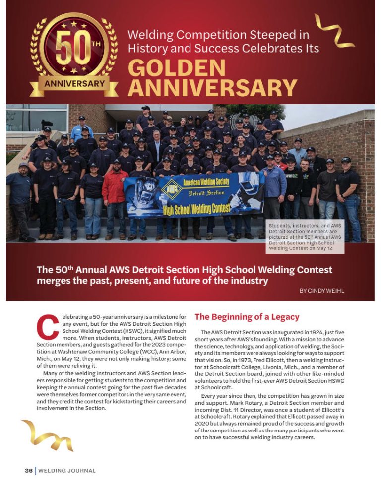 Celebration of 50 years of the High School Welding Competition!