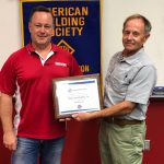 Mark Koester received an Industry Sponsorship Certificate from Mike Barnett, AWS Mobile Section 2nd Vice Chair.